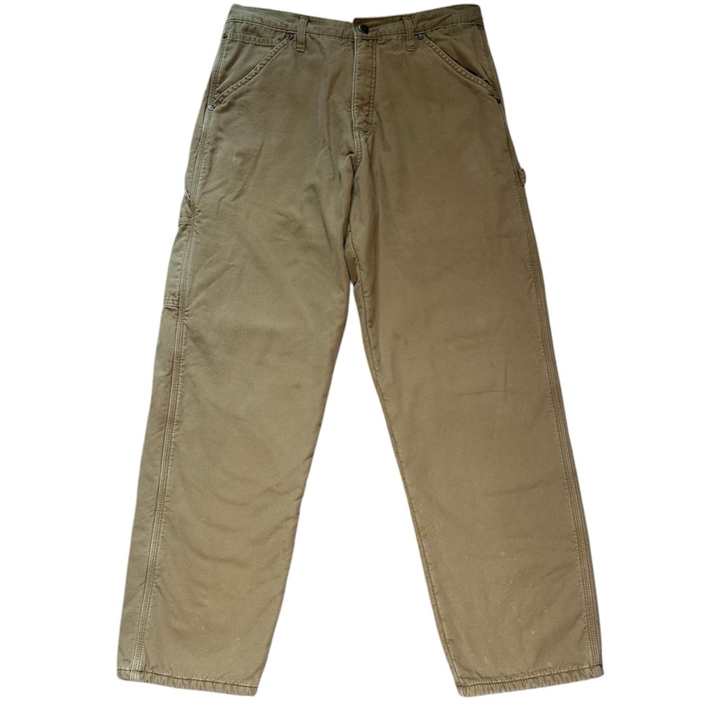 Wrangler Men's Tan Lined Khakis Fleece Lined Work Pants Outdoor 32x34